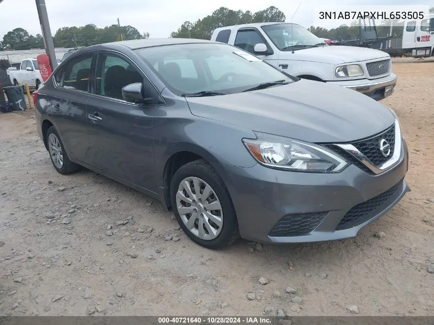 2017 Nissan Sentra Sv VIN: 3N1AB7APXHL653505 Lot: 40721640