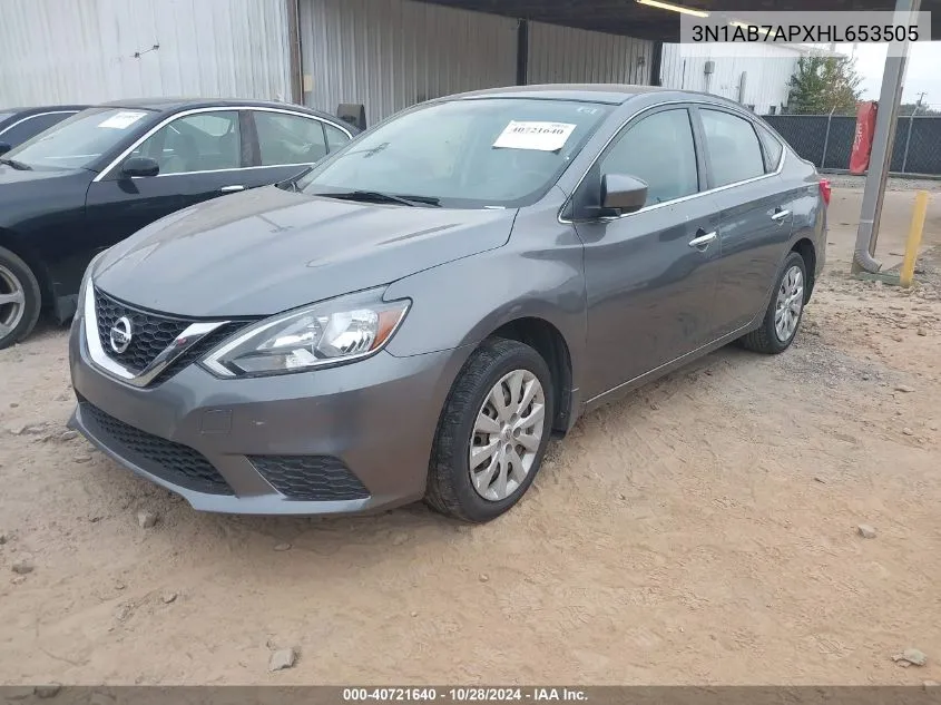 2017 Nissan Sentra Sv VIN: 3N1AB7APXHL653505 Lot: 40721640