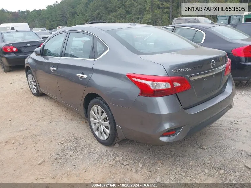 2017 Nissan Sentra Sv VIN: 3N1AB7APXHL653505 Lot: 40721640