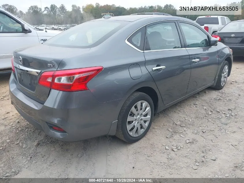 2017 Nissan Sentra Sv VIN: 3N1AB7APXHL653505 Lot: 40721640