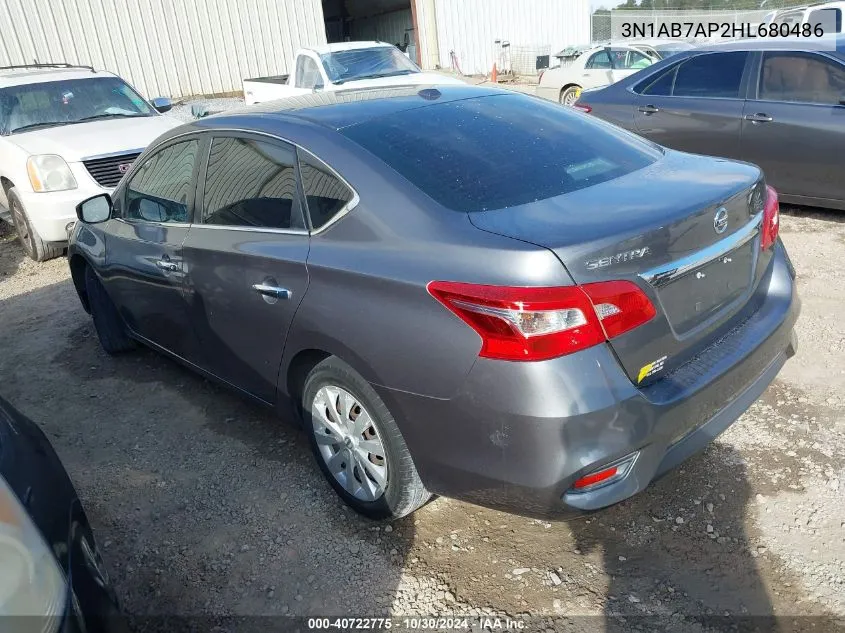 2017 Nissan Sentra Sv VIN: 3N1AB7AP2HL680486 Lot: 40722775