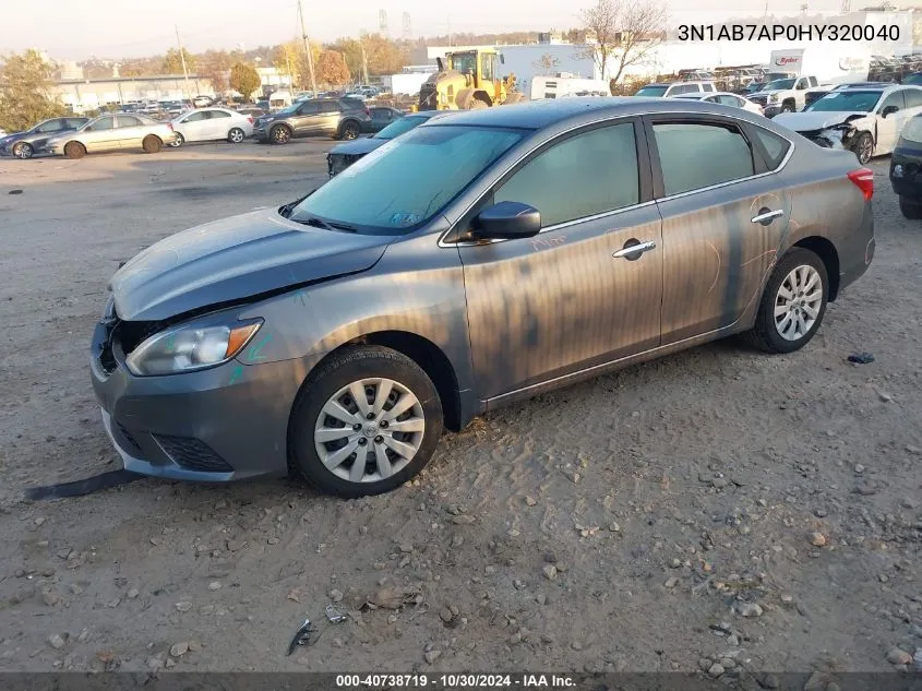 2017 Nissan Sentra Sv VIN: 3N1AB7AP0HY320040 Lot: 40738719