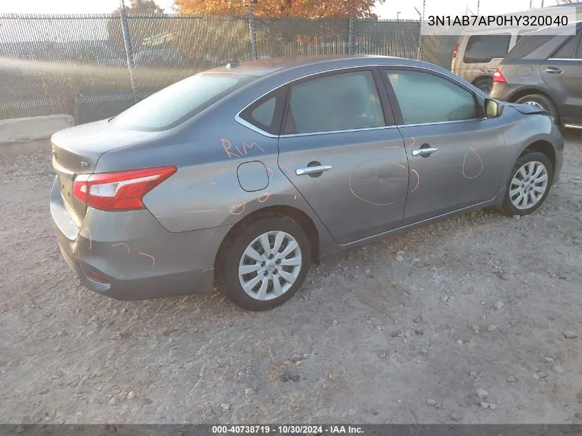 2017 Nissan Sentra Sv VIN: 3N1AB7AP0HY320040 Lot: 40738719