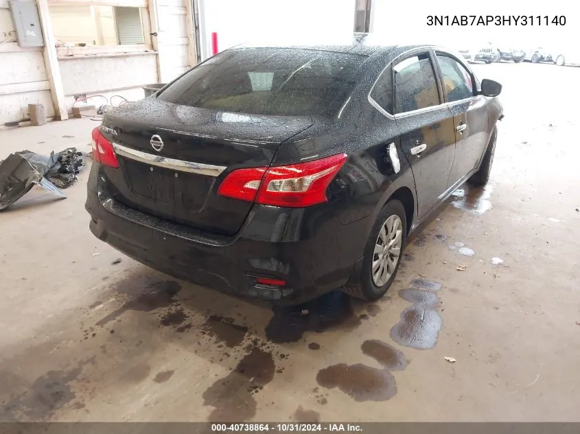 2017 Nissan Sentra S VIN: 3N1AB7AP3HY311140 Lot: 40738864