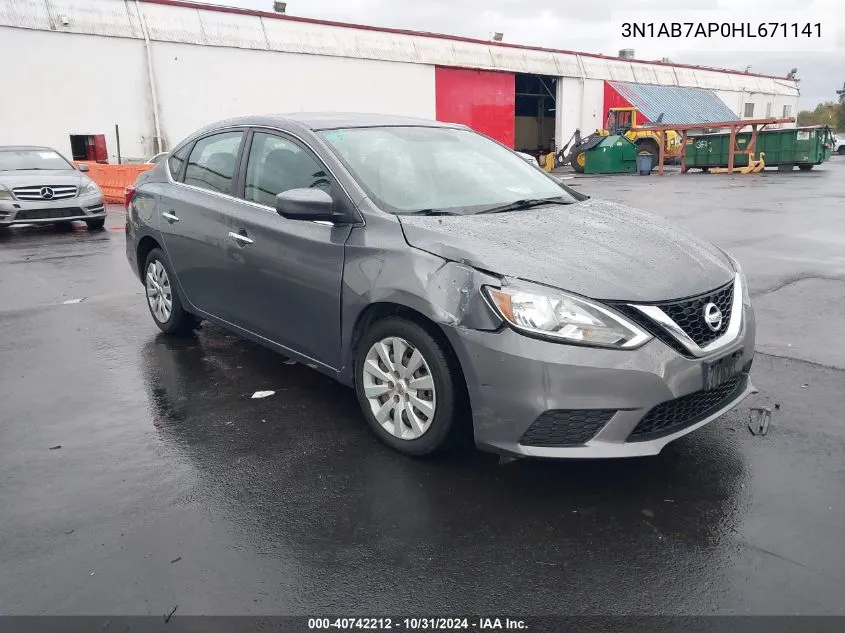 2017 Nissan Sentra Sv VIN: 3N1AB7AP0HL671141 Lot: 40742212