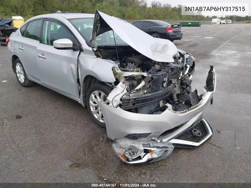 2017 Nissan Sentra Sv VIN: 3N1AB7AP6HY317515 Lot: 40744167