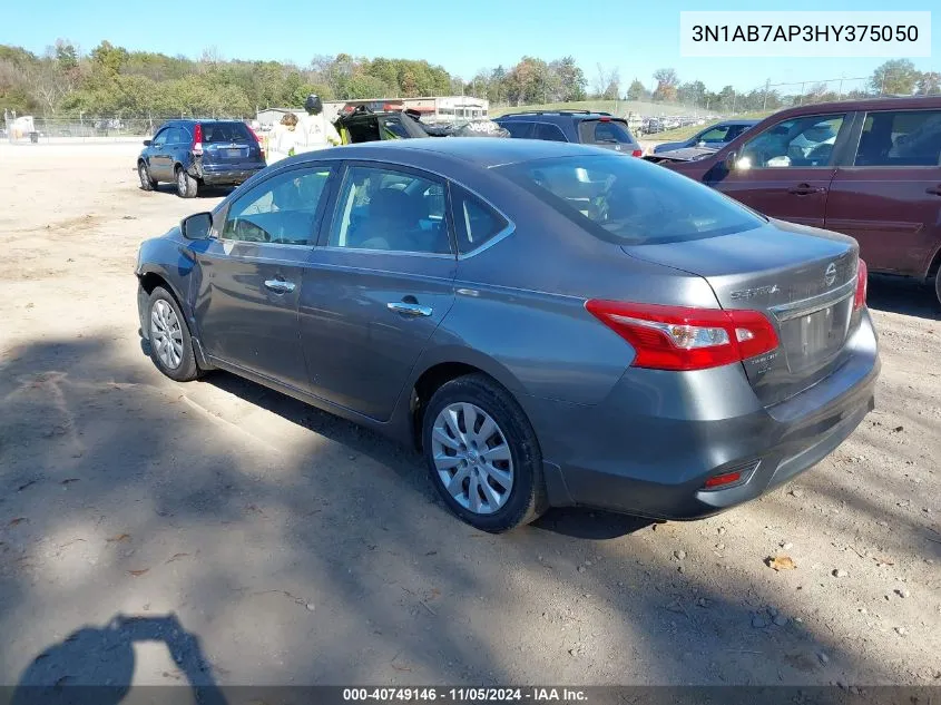 2017 Nissan Sentra S VIN: 3N1AB7AP3HY375050 Lot: 40749146