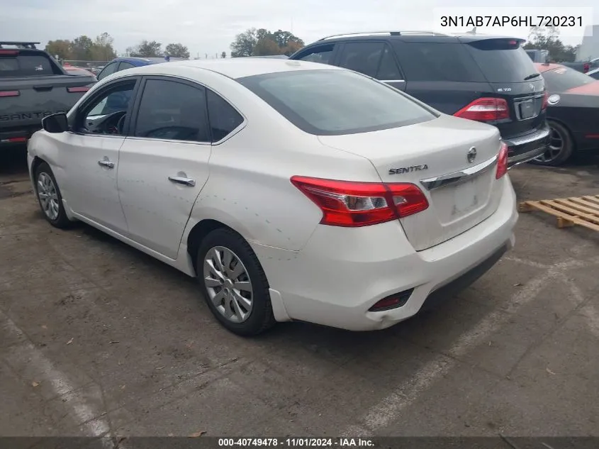 2017 Nissan Sentra Sv VIN: 3N1AB7AP6HL720231 Lot: 40749478