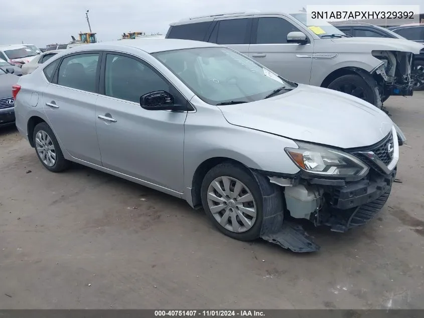 2017 Nissan Sentra S VIN: 3N1AB7APXHY329392 Lot: 40751407