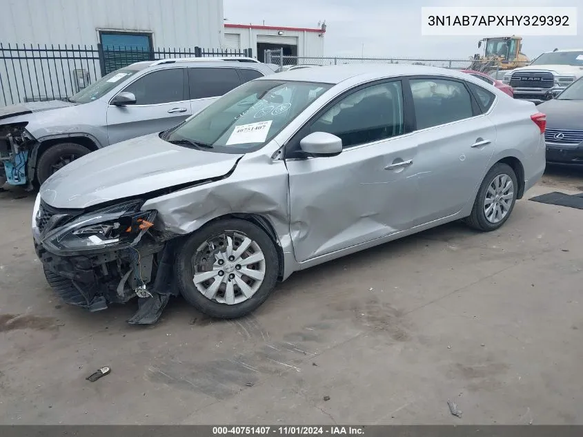 2017 Nissan Sentra S VIN: 3N1AB7APXHY329392 Lot: 40751407