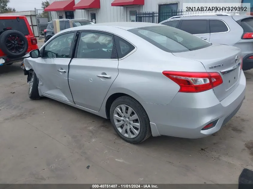 2017 Nissan Sentra S VIN: 3N1AB7APXHY329392 Lot: 40751407