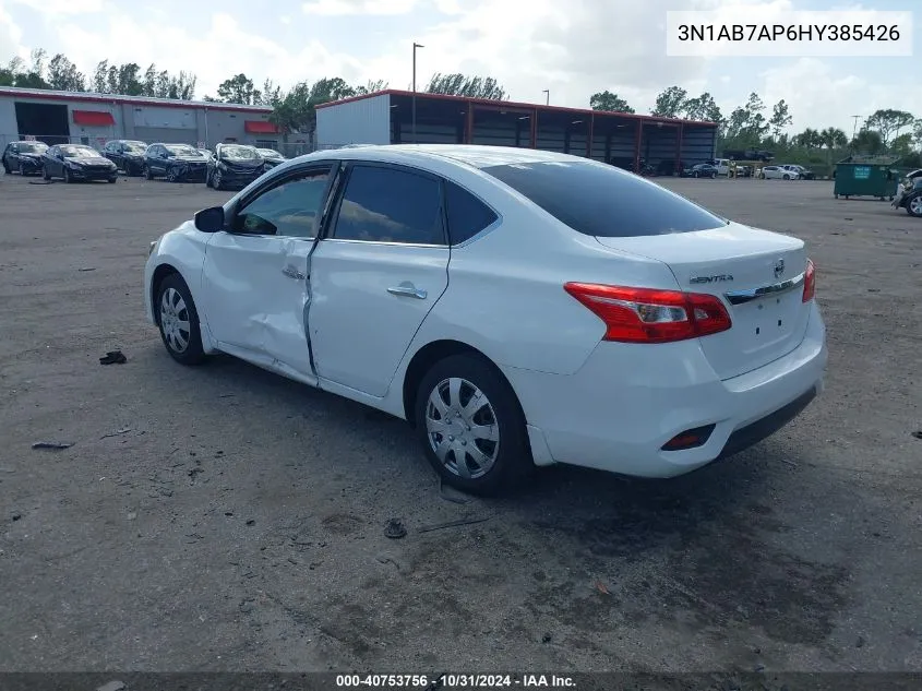 2017 Nissan Sentra S VIN: 3N1AB7AP6HY385426 Lot: 40753756