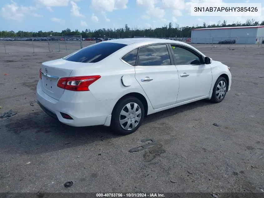 2017 Nissan Sentra S VIN: 3N1AB7AP6HY385426 Lot: 40753756