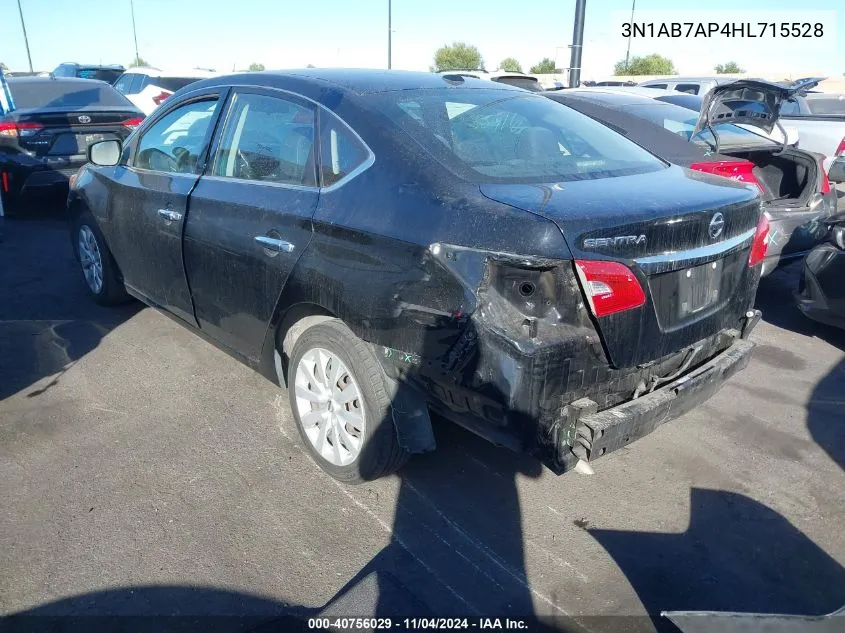 2017 Nissan Sentra S/Sv/Sr/Sl VIN: 3N1AB7AP4HL715528 Lot: 40756029