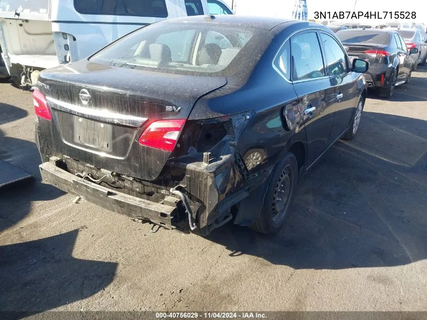 2017 Nissan Sentra S/Sv/Sr/Sl VIN: 3N1AB7AP4HL715528 Lot: 40756029