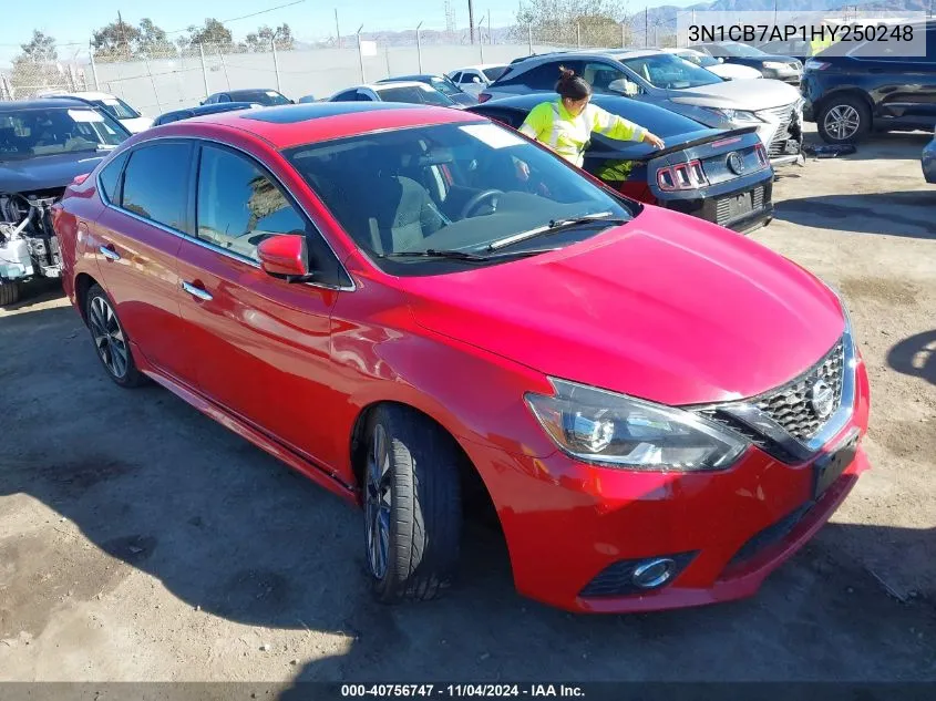 2017 Nissan Sentra Sr Turbo VIN: 3N1CB7AP1HY250248 Lot: 40756747