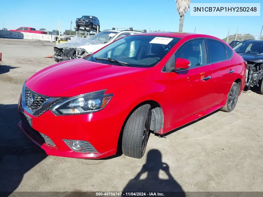 2017 Nissan Sentra Sr Turbo VIN: 3N1CB7AP1HY250248 Lot: 40756747