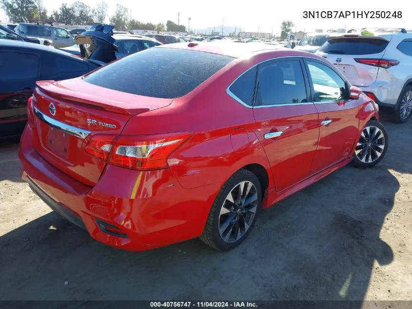 2017 Nissan Sentra Sr Turbo VIN: 3N1CB7AP1HY250248 Lot: 40756747