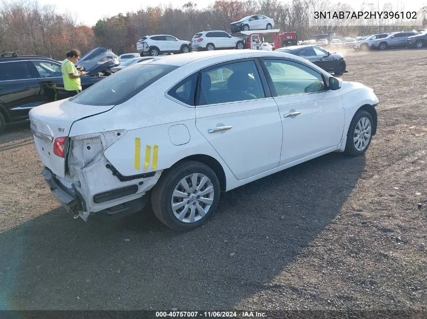 2017 Nissan Sentra Sv VIN: 3N1AB7AP2HY396102 Lot: 40757007