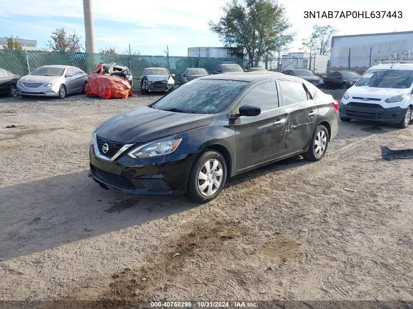 3N1AB7AP0HL637443 2017 Nissan Sentra S/Sl/Sr/Sv