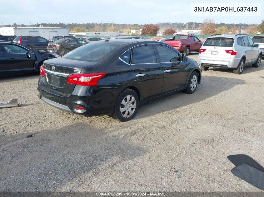 2017 Nissan Sentra S/Sl/Sr/Sv VIN: 3N1AB7AP0HL637443 Lot: 40758299