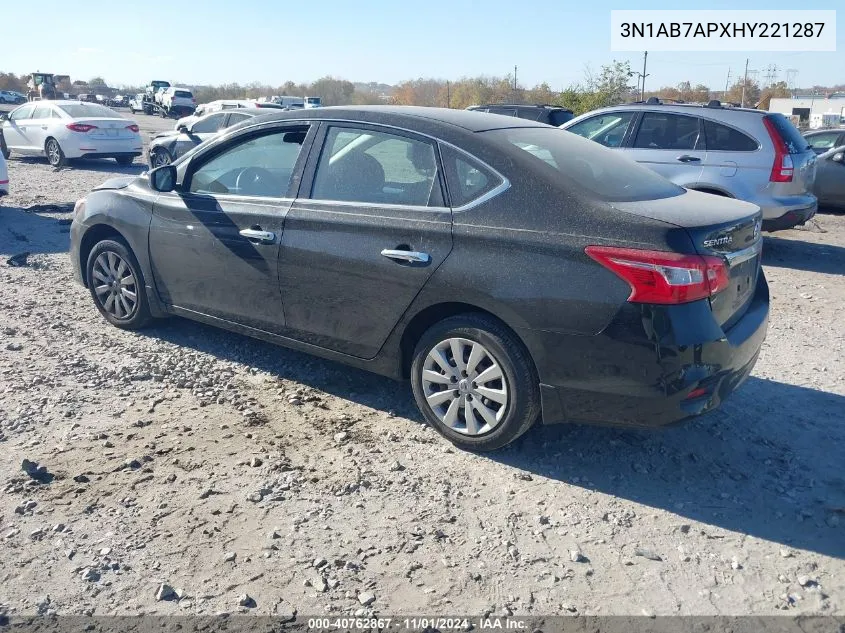 2017 Nissan Sentra S VIN: 3N1AB7APXHY221287 Lot: 40762867