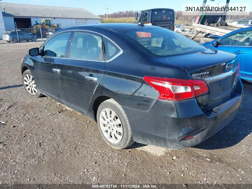 2017 Nissan Sentra S/Sv/Sr/Sl VIN: 3N1AB7AP0HY344127 Lot: 40782734