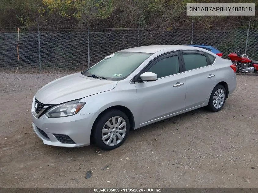 2017 Nissan Sentra S VIN: 3N1AB7AP8HY408818 Lot: 40785059