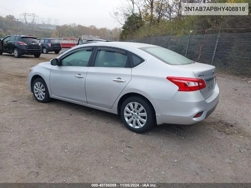 2017 Nissan Sentra S VIN: 3N1AB7AP8HY408818 Lot: 40785059