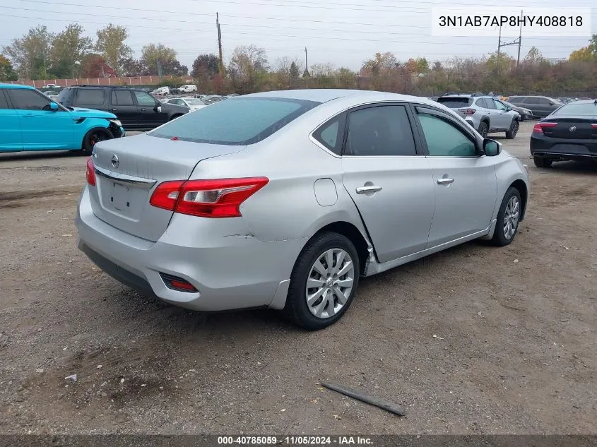 2017 Nissan Sentra S VIN: 3N1AB7AP8HY408818 Lot: 40785059