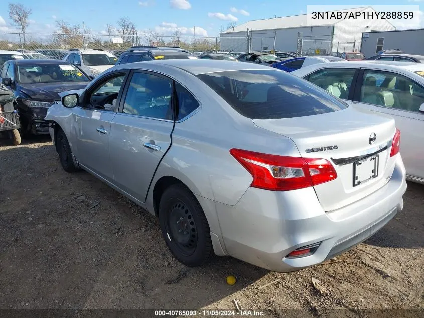 2017 Nissan Sentra S VIN: 3N1AB7AP1HY288859 Lot: 40785093