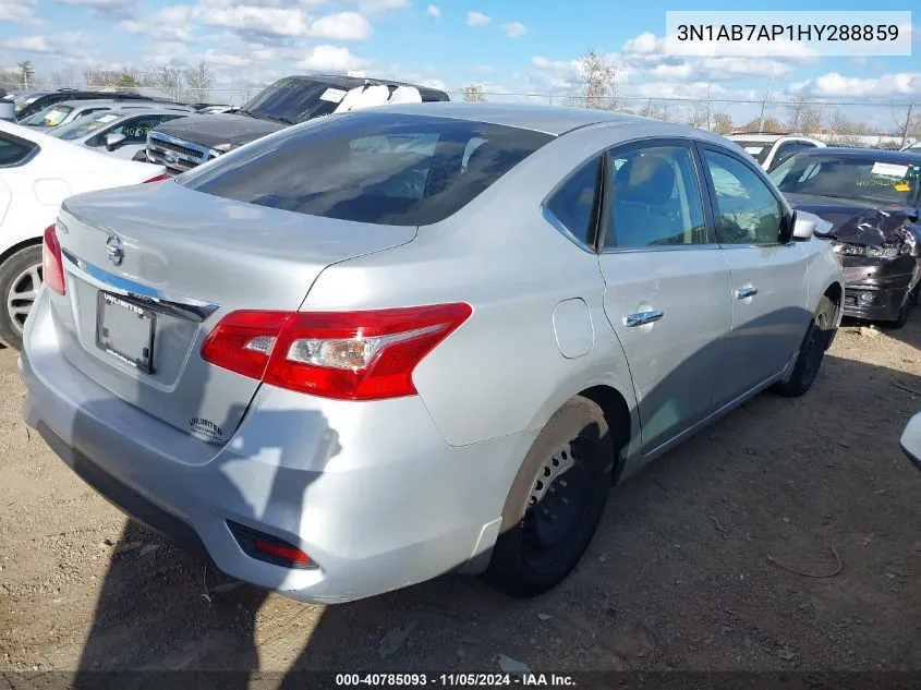 2017 Nissan Sentra S VIN: 3N1AB7AP1HY288859 Lot: 40785093