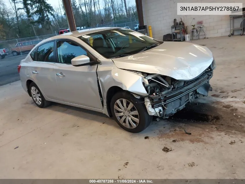 2017 Nissan Sentra S VIN: 3N1AB7AP5HY278867 Lot: 40787288