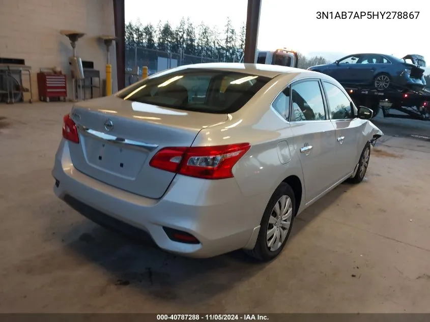 2017 Nissan Sentra S VIN: 3N1AB7AP5HY278867 Lot: 40787288