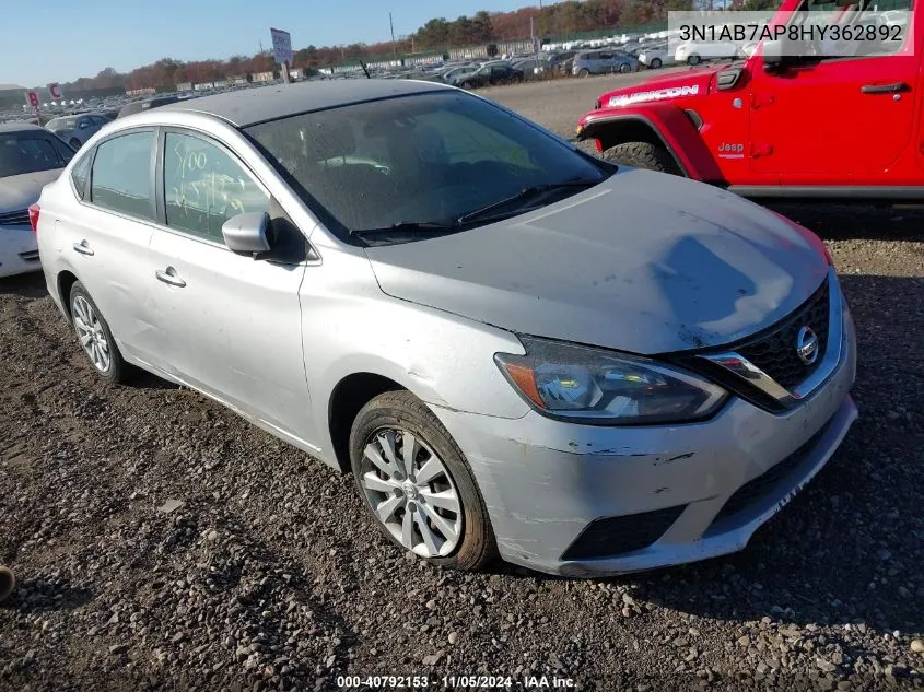 2017 Nissan Sentra Sv VIN: 3N1AB7AP8HY362892 Lot: 40792153