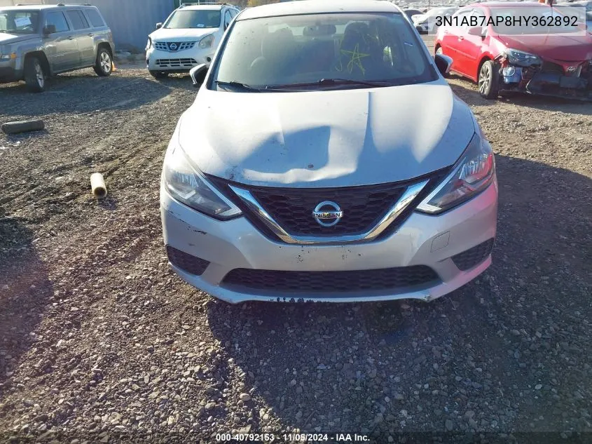 2017 Nissan Sentra Sv VIN: 3N1AB7AP8HY362892 Lot: 40792153