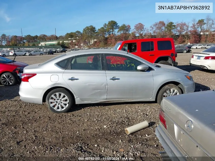 2017 Nissan Sentra Sv VIN: 3N1AB7AP8HY362892 Lot: 40792153