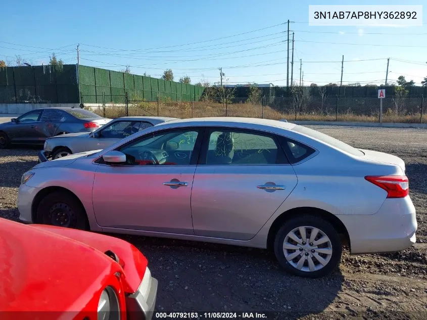 2017 Nissan Sentra Sv VIN: 3N1AB7AP8HY362892 Lot: 40792153