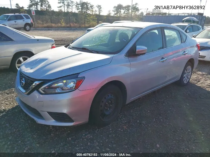 2017 Nissan Sentra Sv VIN: 3N1AB7AP8HY362892 Lot: 40792153