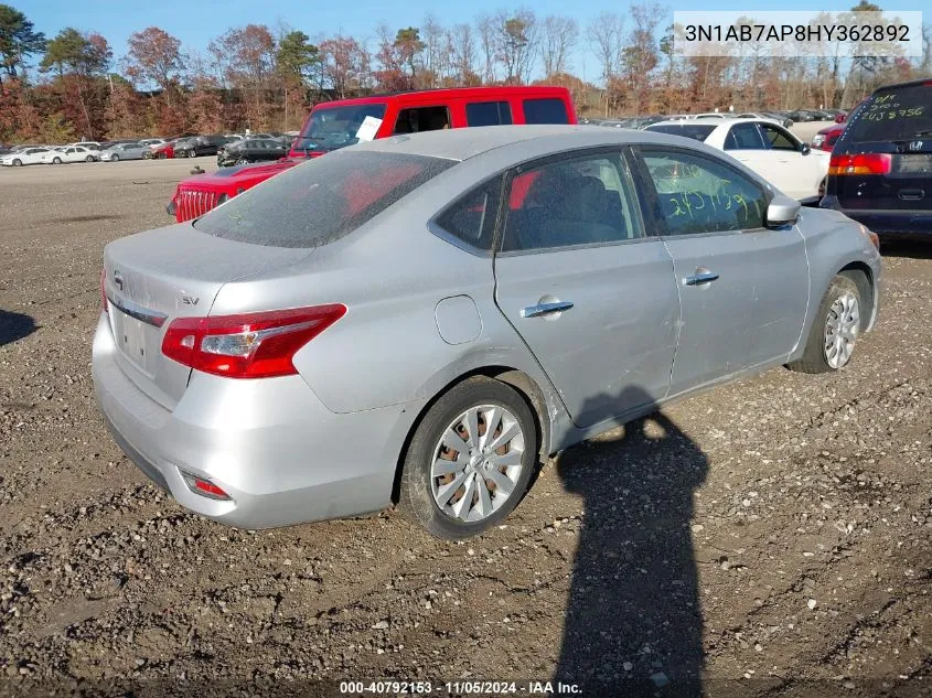 2017 Nissan Sentra Sv VIN: 3N1AB7AP8HY362892 Lot: 40792153