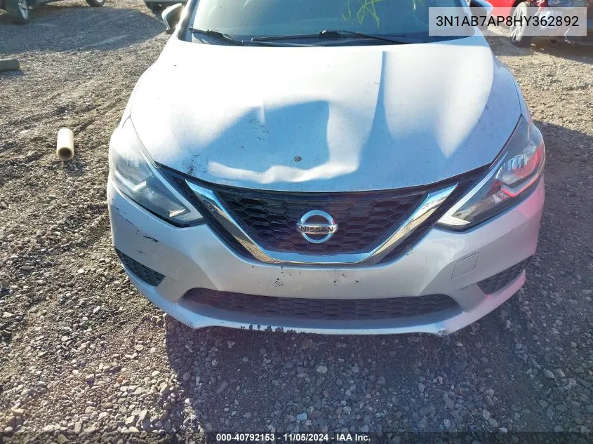 2017 Nissan Sentra Sv VIN: 3N1AB7AP8HY362892 Lot: 40792153