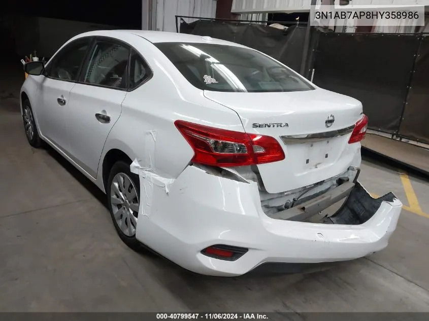 2017 Nissan Sentra Sv VIN: 3N1AB7AP8HY358986 Lot: 40799547