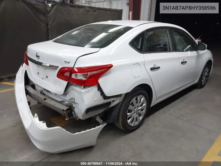 2017 Nissan Sentra Sv VIN: 3N1AB7AP8HY358986 Lot: 40799547