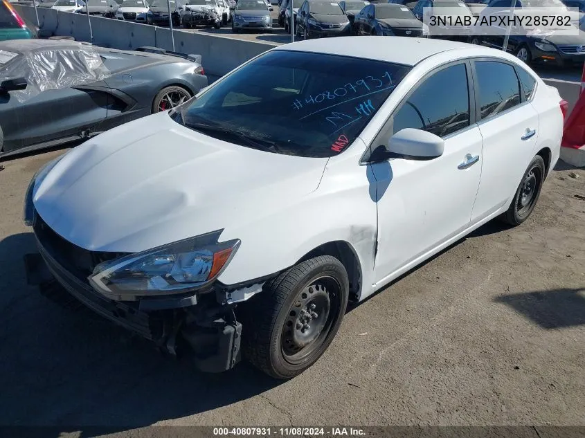 2017 Nissan Sentra S VIN: 3N1AB7APXHY285782 Lot: 40807931