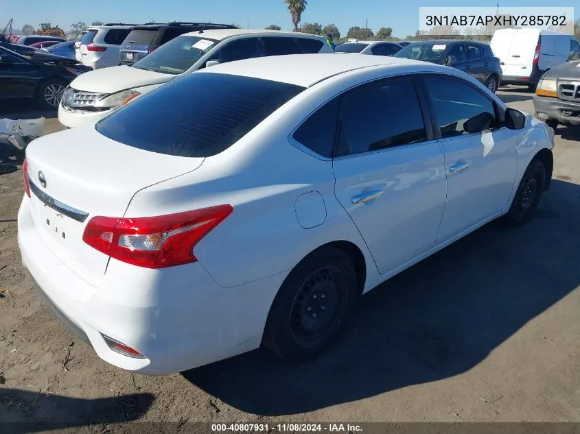 2017 Nissan Sentra S VIN: 3N1AB7APXHY285782 Lot: 40807931