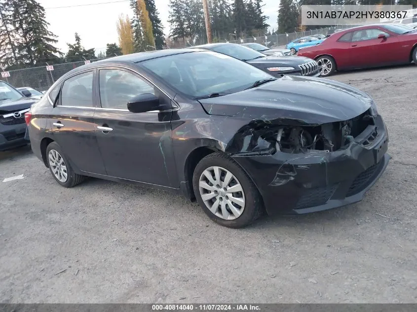 2017 Nissan Sentra S VIN: 3N1AB7AP2HY380367 Lot: 40814040