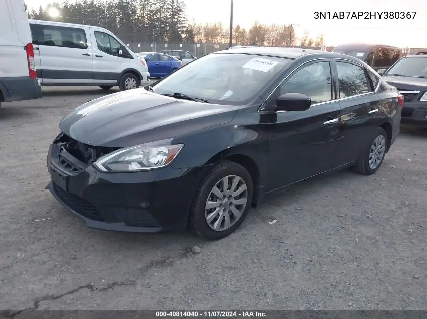 2017 Nissan Sentra S VIN: 3N1AB7AP2HY380367 Lot: 40814040