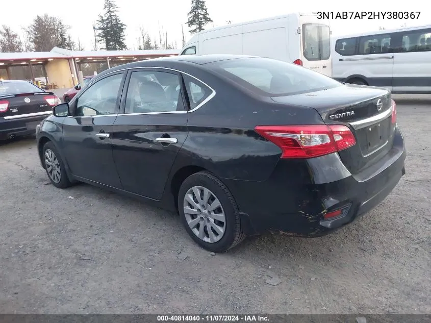 2017 Nissan Sentra S VIN: 3N1AB7AP2HY380367 Lot: 40814040