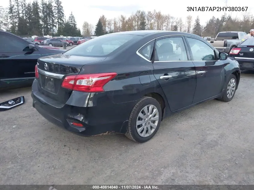 2017 Nissan Sentra S VIN: 3N1AB7AP2HY380367 Lot: 40814040