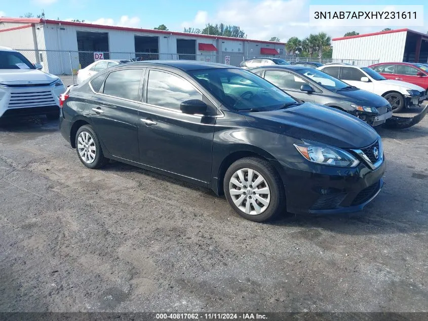 2017 Nissan Sentra S VIN: 3N1AB7APXHY231611 Lot: 40817062